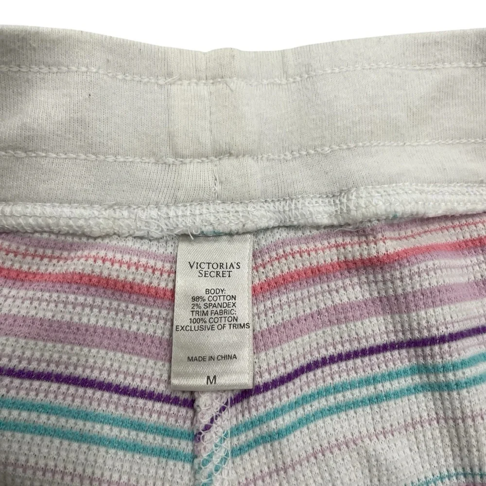 Victoria's Secret Thermal Pajama Set Multicolor Stripes Size Medium